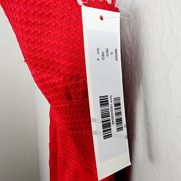 NWT Jovani Red Bandage One Shoulder Mini Dress Bodycon Stretch Knit Size 4 - Picture 8 of 13